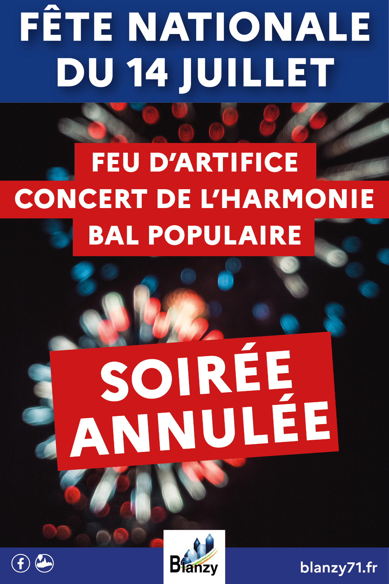 annulation 14 juillet feu d'artifice blanzy