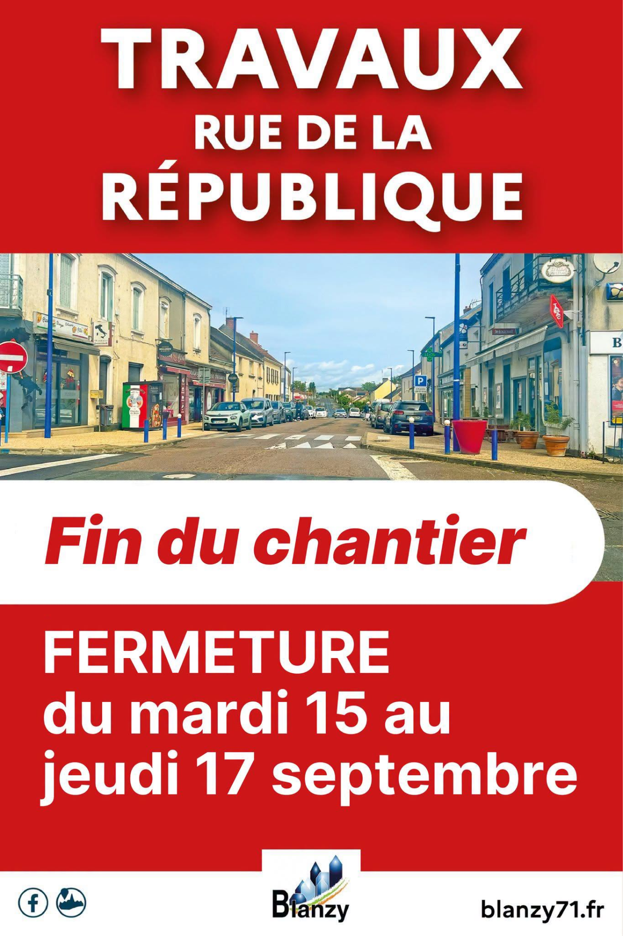 travaux rue de la république fermeture du 15 au 17 septembre
