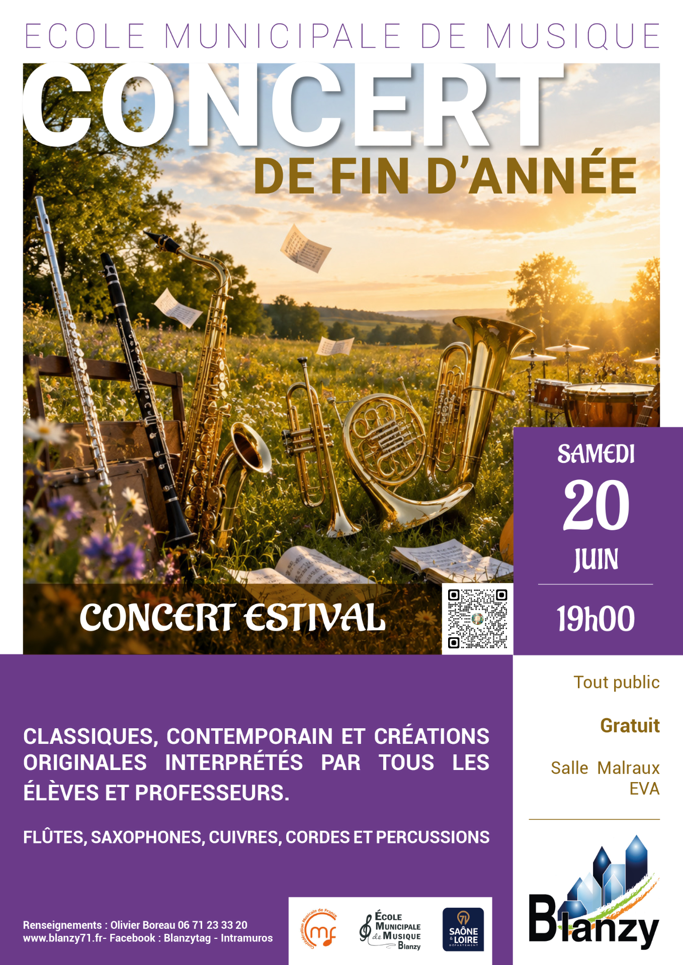 concert de fin d'année école municipale de musique blanzy