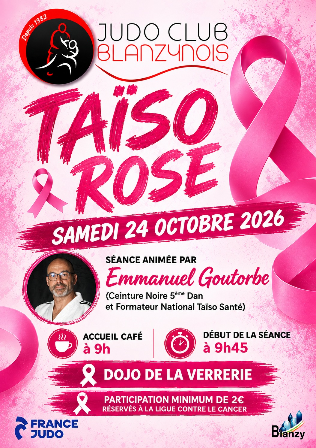 taïso rose du judo club blanzynois le samedi 24 octobre 2026 à 9h00