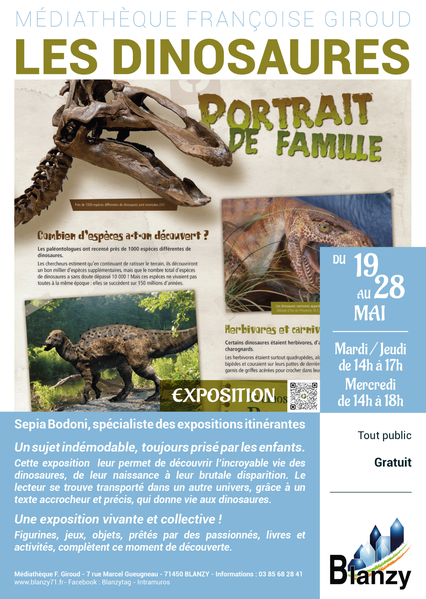 exposition dinosaures médiathèque blanzy
