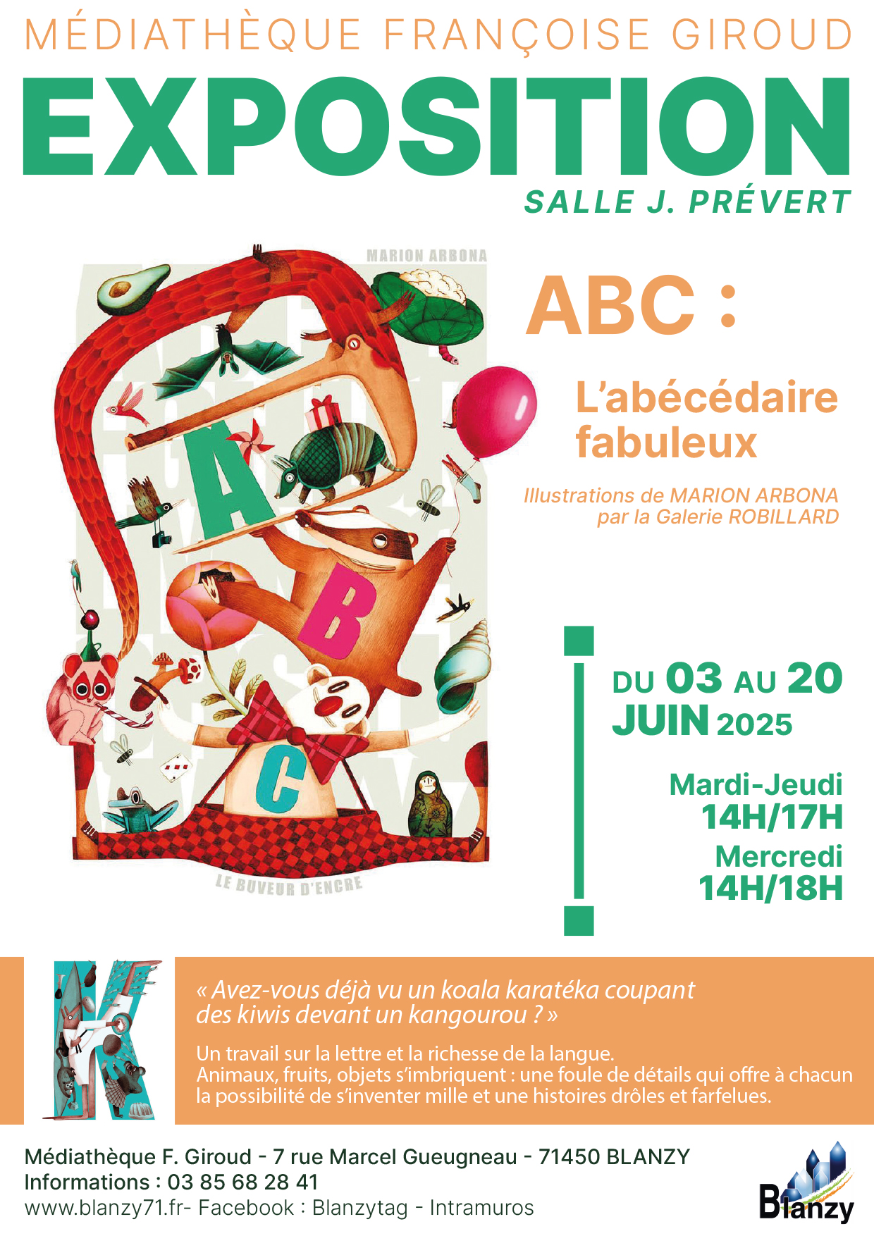 exposition Marion Arbona illustration abécédaire