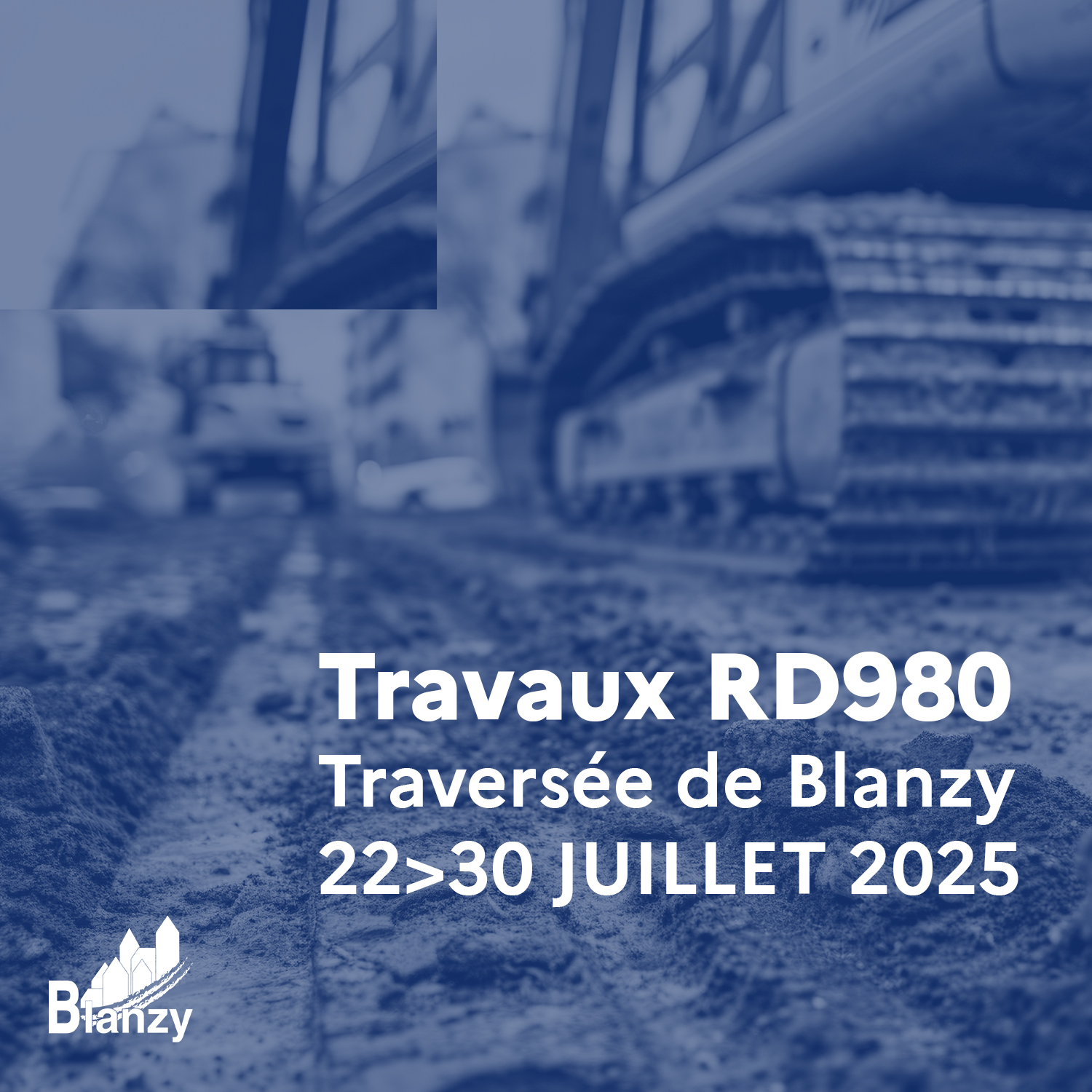 travaux réfection couche roulement RD980 traversée de Blanzy