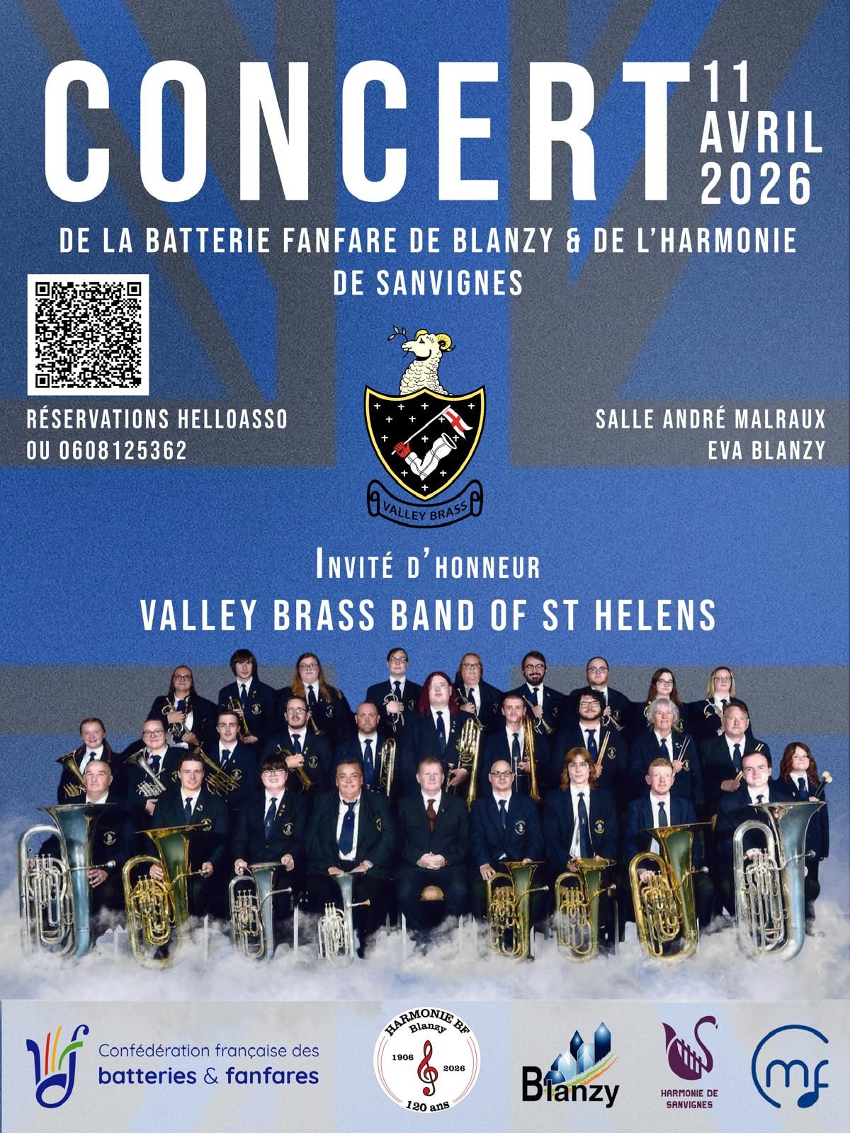 concert batterie fanfare de blanzy et harmonie de sanvignes valley brass band of saint helens