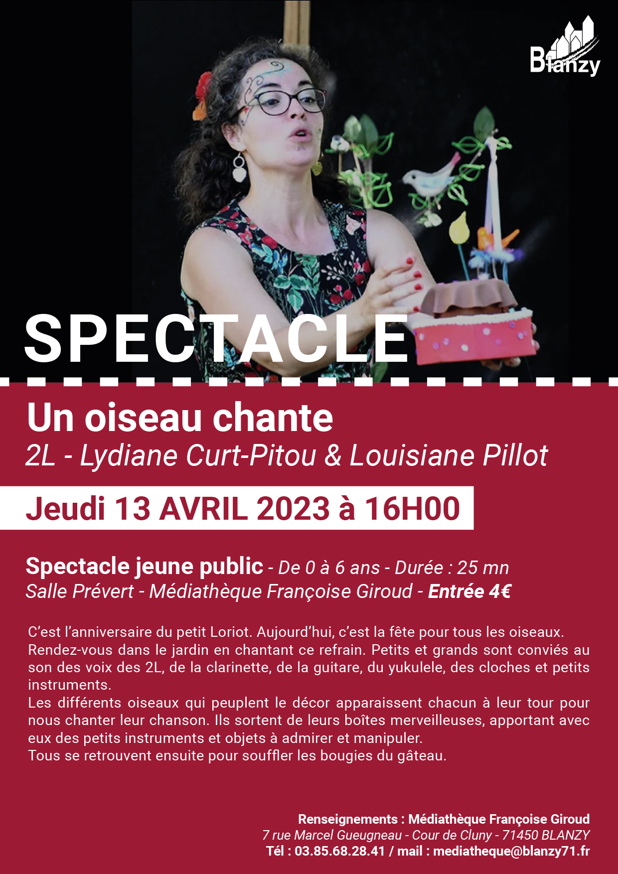 spectacle un oiseau chante