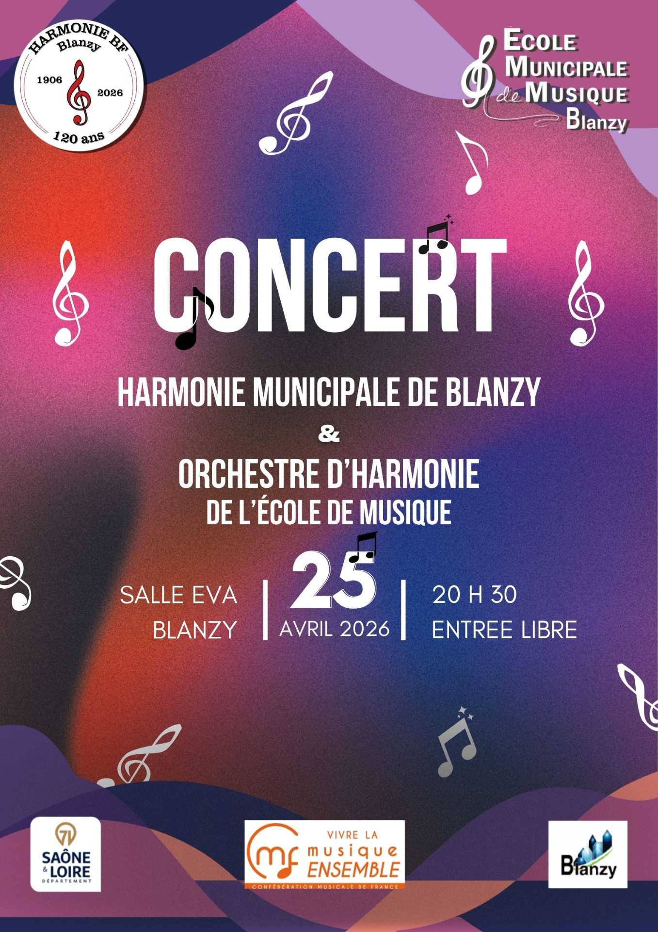 Concert harmonie batterie fanfare blanzy